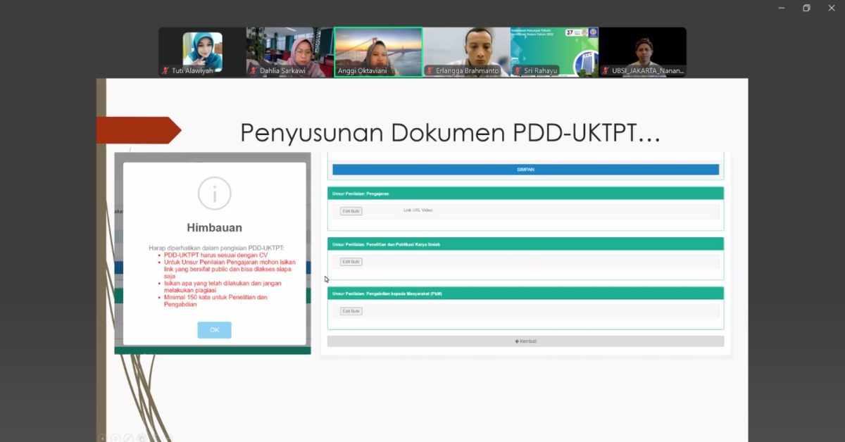 UBSI Dampingi Dosen Eligible Serdos dalam Penyusunan Portofolio Diri PDD-UKTPT