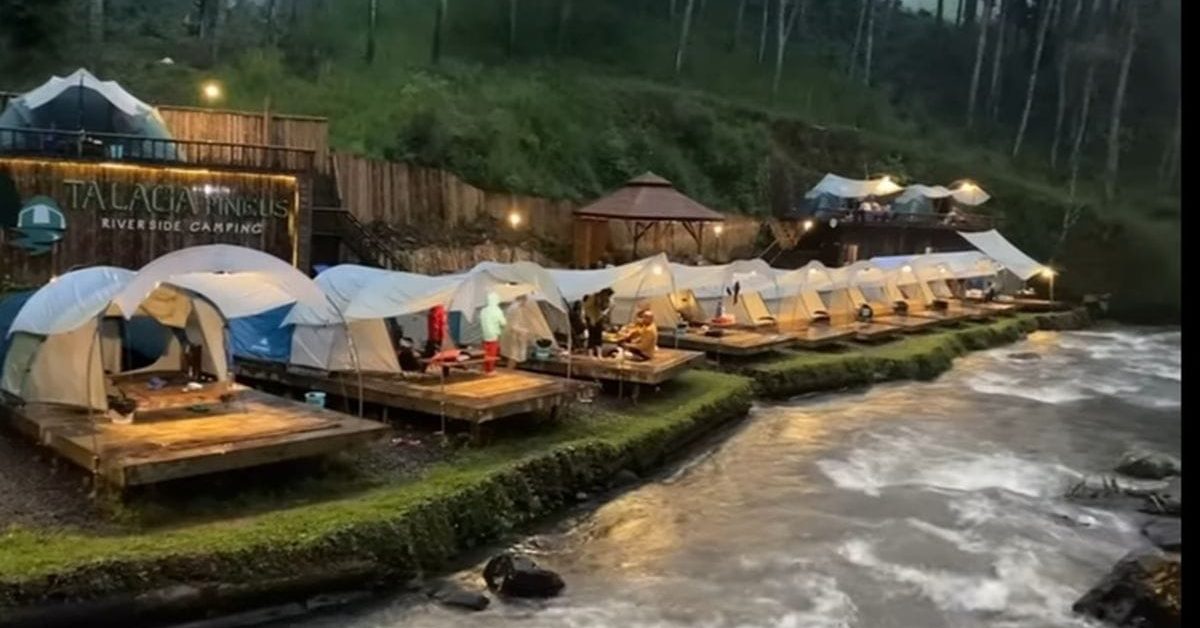 Sensasi Berkemah Mewah Talaga Pineus Riverside di Tepian Sungai Palayangan Pangalengan