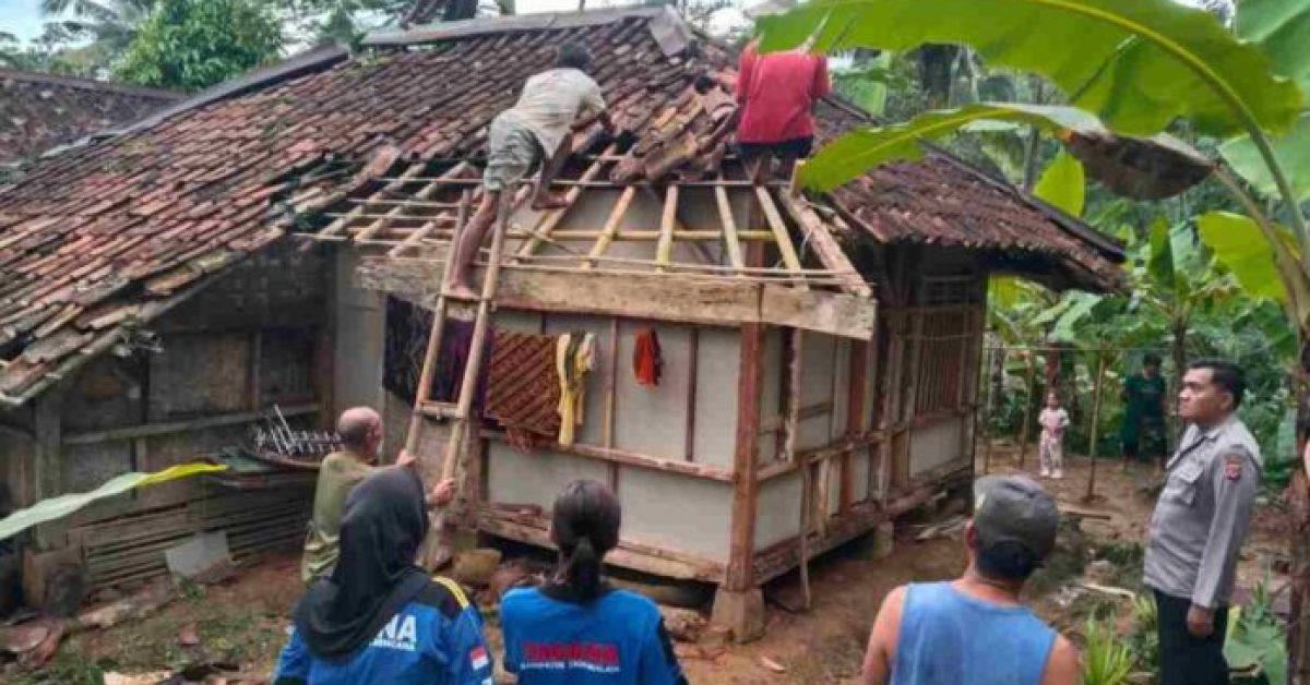 Pohon Tumbang Hantam Pemukiman di Karangjaya Tasikmalaya, Atap Rumah Warga Hancur