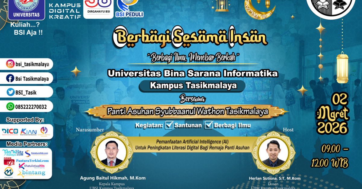 Berbagi Sesama Insan: Menebar Keberkahan Ramadan, UBSI Tasikmalaya Hadirkan Workshop AI untuk Remaja Panti Asuhan