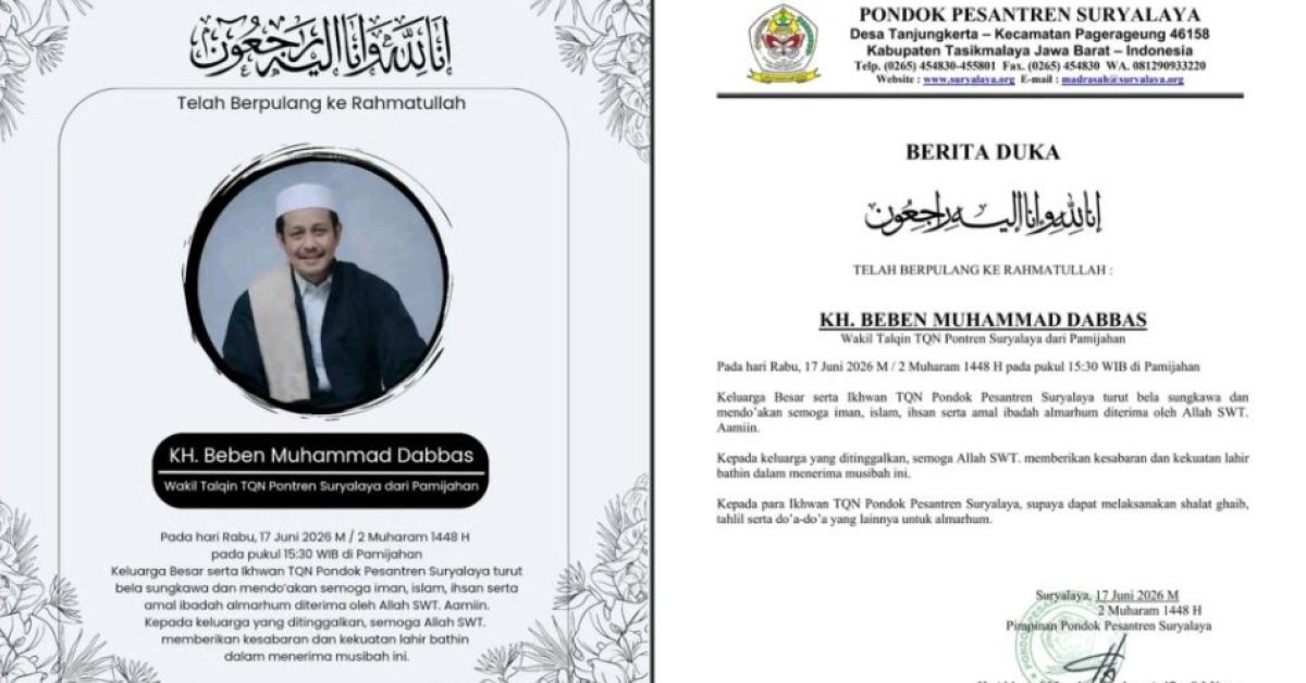 Duka TQN Suryalaya, KH Beben Muhammad Dabbas Wafat pada 17 Juni 2026
